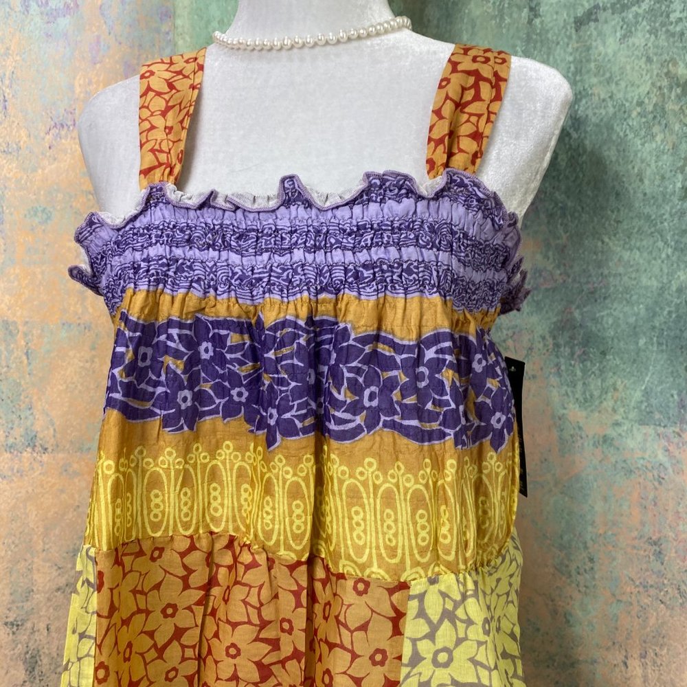 NWTπUnique Spectrum Colorful smocked airy Top - Picture 4 of 13